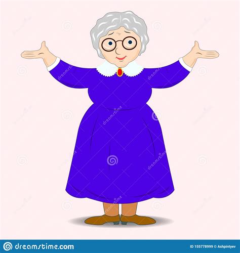 Smiling Grandmother Kitchen Funny Granny In Glasses