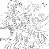 Asuna Kirito Sword Online Lineart Sao Drawing Deviantart Coloring Pages Coloriage Anime Drawings Manga Getdrawings Girl Template Da sketch template
