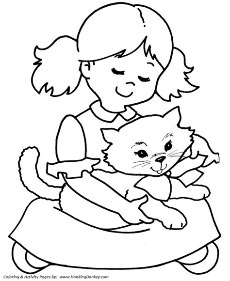pet cat coloring pages  printable pretty kitty   bow
