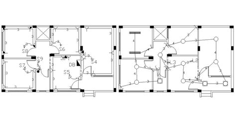 bungalow house electrical layout cad drawing cadbull