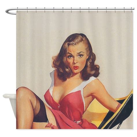 Classic Elvgren 1950s Vintage Pin Up Girl Shower C Decorative Fabric