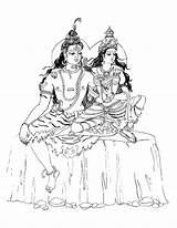 Shiva Parvati Gods Mythology Goddesses sketch template