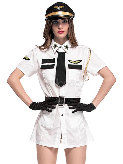 Sexy Stewardess Costume Halloween Air Hostess Women White