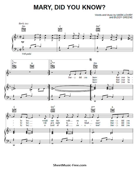mary    piano sheet  sheetmusic freecom