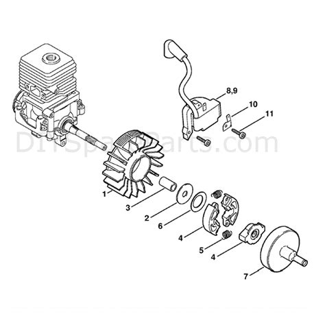 stihl fs  brushcutter fs  parts diagram ignition system clutch