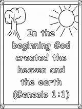 Genesis God Bible Created Verses Verse Memory Procoloring Hebrews sketch template