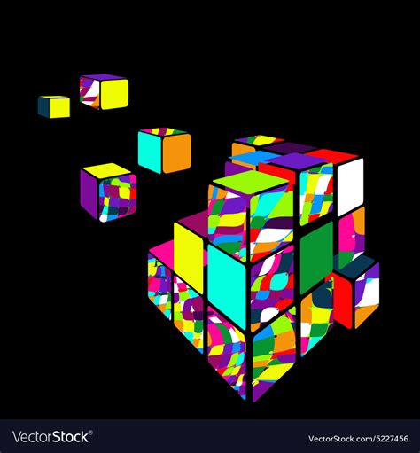 rubik cube   black background royalty  vector