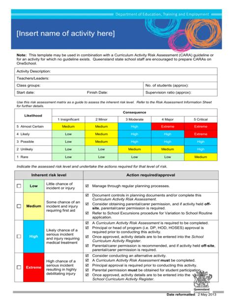hazardous substance risk assessment template qld oldmymages
