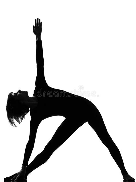 parivritta trikonasana woman yoga triangle pose stock photo image