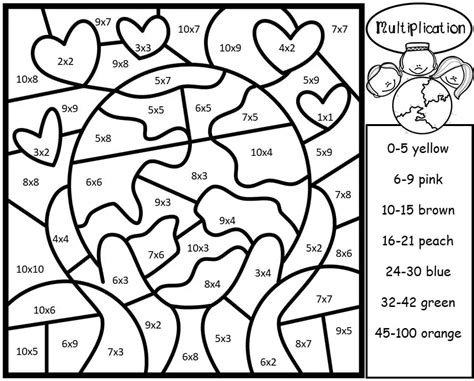 cute multiplication color  number coloring page  printable