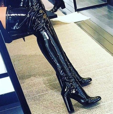 2018 new fashion over the knee patent leather woman boots round toe
