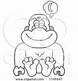 Bigfoot Clipart Bananas Daydreaming Sasquatch Cartoon Thoman Cory Outlined Coloring Vector 2021 sketch template