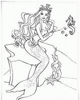 Coloring Barbie Mermaid Pages Popular sketch template