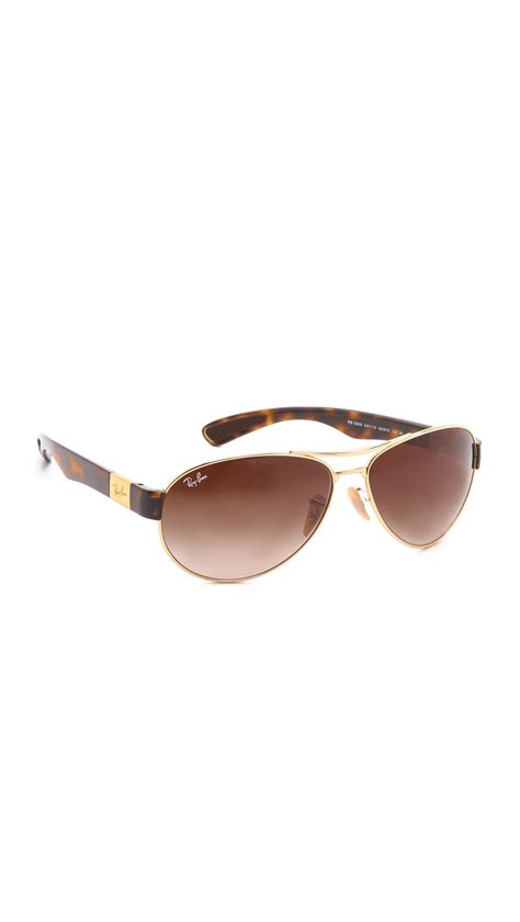 Ray Ban Small Wrap Aviator Sunglasses In Brown Lyst