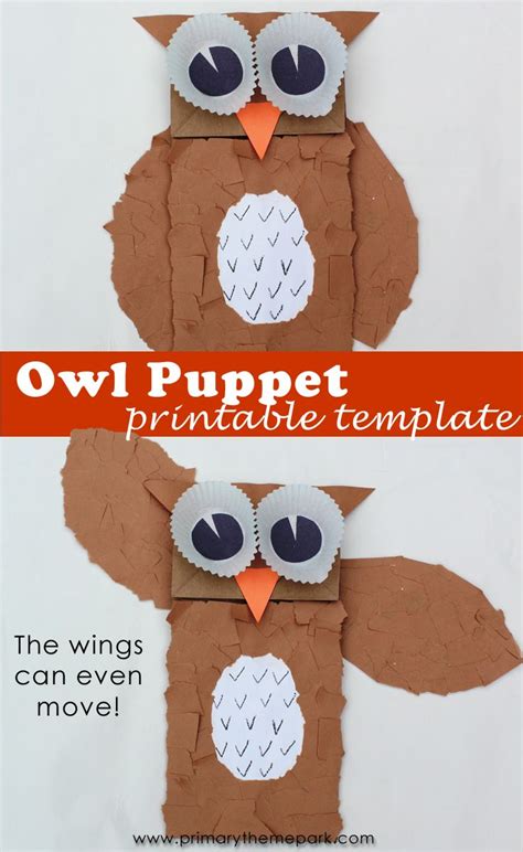 owl puppet template paper bag puppets puppets  kids owl crafts