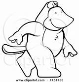 Cartoon Platypus Walking Happy Clipart Outlined Coloring Vector Thoman Cory Drunk Cute sketch template