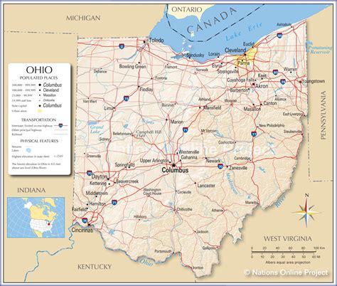 reference maps  ohio usa nations  project