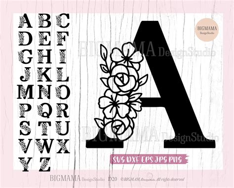 floral alphabet svgflower etsy