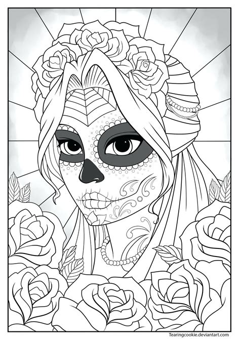 sugar skull woman drawing  getdrawings