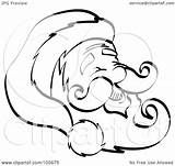 Outline Face Coloring Beard Mustache Hat Happy Royalty Clipart Illustration Nortnik Andy Rf Santa Goatee Pages 2021 Template sketch template