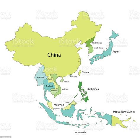 Asia Map With Country Names Stock Illustration Download Image Now