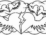 Broken Coloring Hearts Wings Printable sketch template