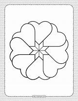 Hearts Circle Coloring Valentine sketch template