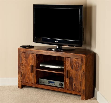 solid sheesham wood television stand corner tv unit