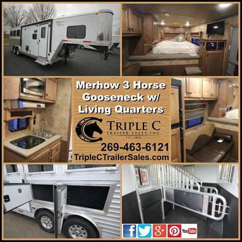merhow  horse gooseneck  living quarters  triple  trailers attriplectrailers