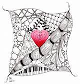 Zentangle Doodle Valentine Patterns Tangle Designs Heart sketch template