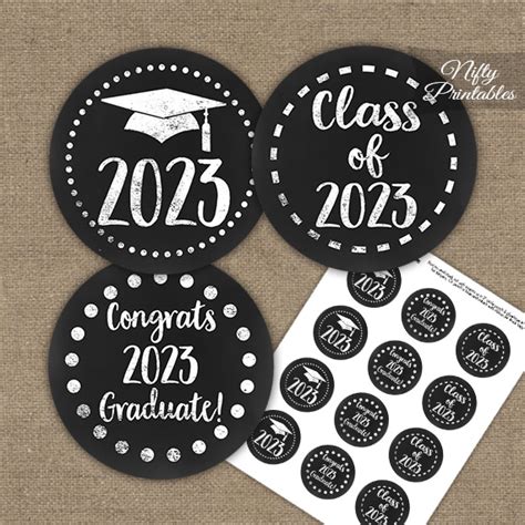 graduation cupcake toppers black chalkboard  nifty printables