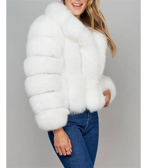 diva white fox fur jacket  vertical panels fursourcecom