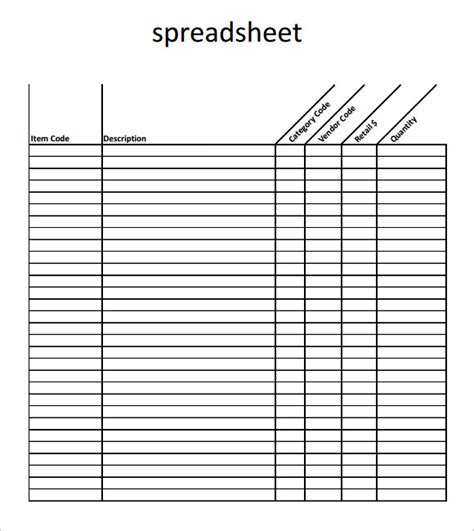 sample blank spreadsheet templates  google docs google