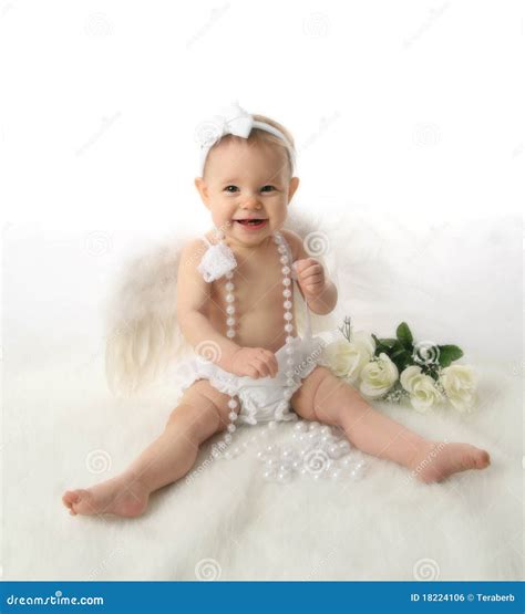 baby girl angel stock photo image   cheerful