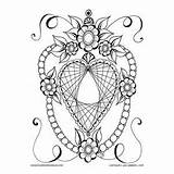 Coloring Diamond Heart Valentine Pages Valentines sketch template