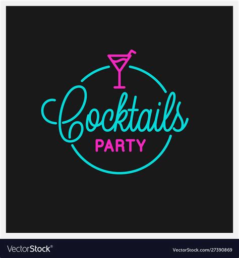 cocktail party logo  linear logo royalty  vector