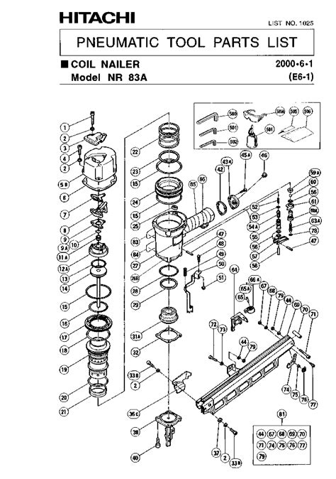 hitachi nra full  head framing nailer model schematic parts diagram