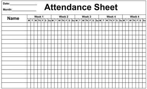 printable attendance sheet employee attendance sheet