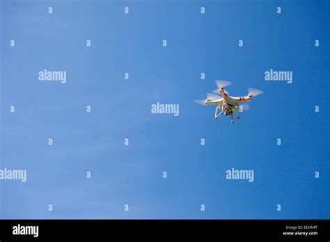 lone drone   clear blue sky stock photo alamy