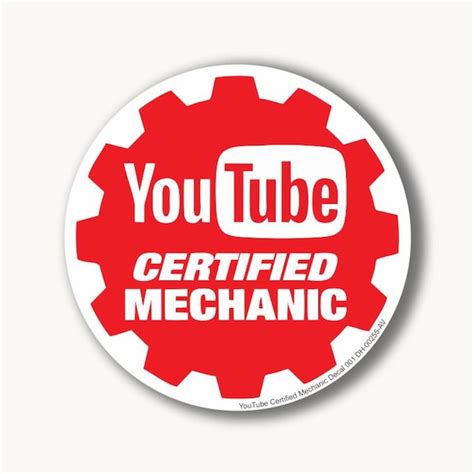 certified youtube mechanic decal etsy