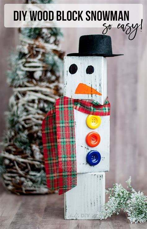 Diy Wood Block Snowman Christmas Crafts For Adults Easy
