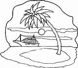 Bateau Islas Soleil Palmier Arrecifes Islotes Colorier sketch template