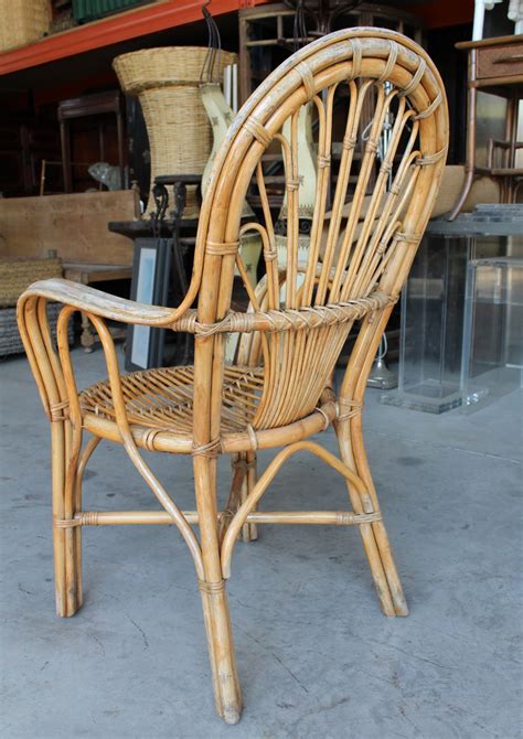 conjunto de cuatro sillas espanolas de bambu  madera de los anos