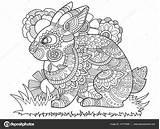 Mandala Coloring Bunny Depositphotos Pages Book Lapin Coloriage Imprimer Zentangle St3 Rabbit Easter Adult Patterns Tattoo sketch template