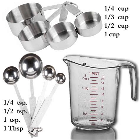 measuring cups  spoons set includes  stainless steel heavy weight
