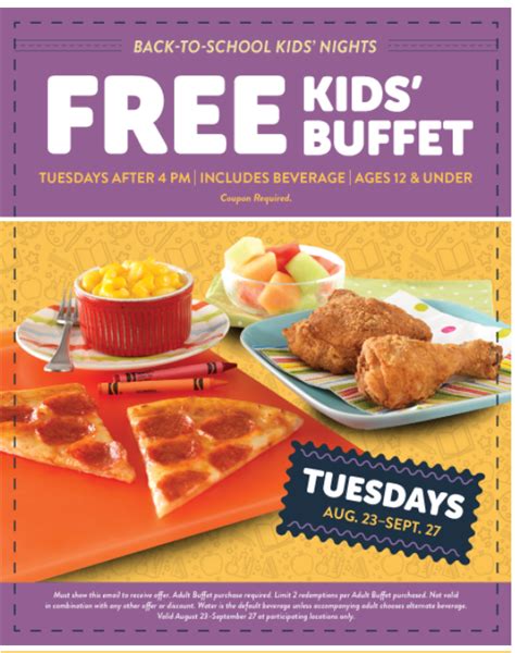golden corral coupon code  kids buffet tuesday  pm include