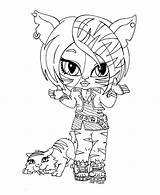 Monster High Coloring Pages Baby Catty Noir Toralei Print Printable Kids Wolf Clawdeen Dolls Little Babies Printables Doll Colouring Stripe sketch template