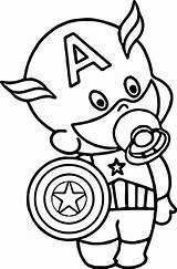 America Coloring Pages Captain Baby Superhero Cartoon Avengers Drawing Para Colorir Outline Capitão Printable Super Shield Chibi Hero Herois Pintar sketch template