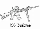 M4 Carbine Minigun Coloringhome Pistol Coloringgames Sniper Insertion sketch template