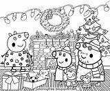 Christmas Family Coloring Pages Peppa Pig Printable Colouring Drawing Tree Kids Sheets Granny Grandpa Winter Color Print Xmas Getcolorings Fire sketch template